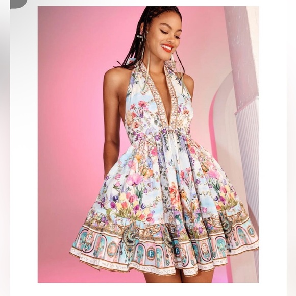 CAMILLA Ruffle Hem Halter Short Dress Munchkinland Wicked Collection Cotton NWT - Picture 1 of 5